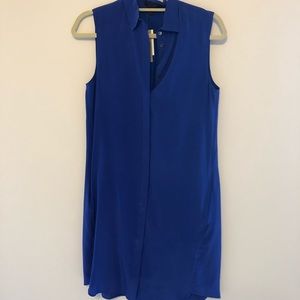 Jcrew Sleeveless Blue Silk Dress